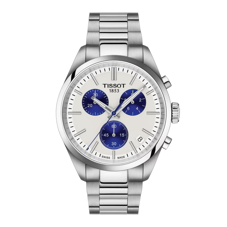 Tissot PR 100 Chronograph (White Dial & Blue Subdials)
