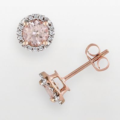 The Bella Morganite Halo Stud Earrings