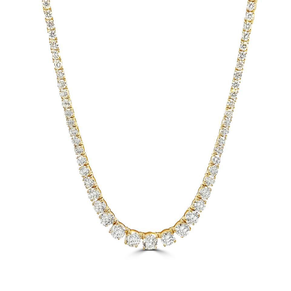 Aurora Graduated Yellow Gold Diamond Tennis Necklace
